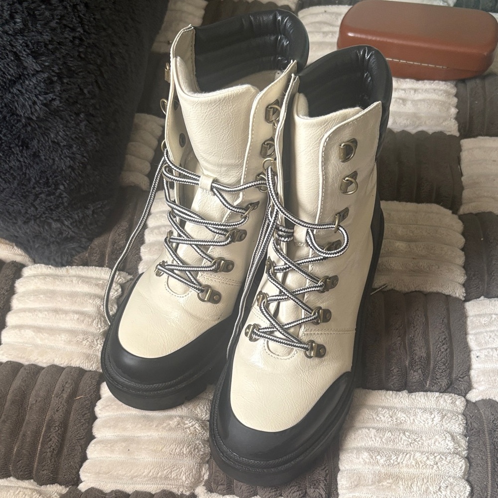 Michael Shannon Black and White Lace-Up Boots